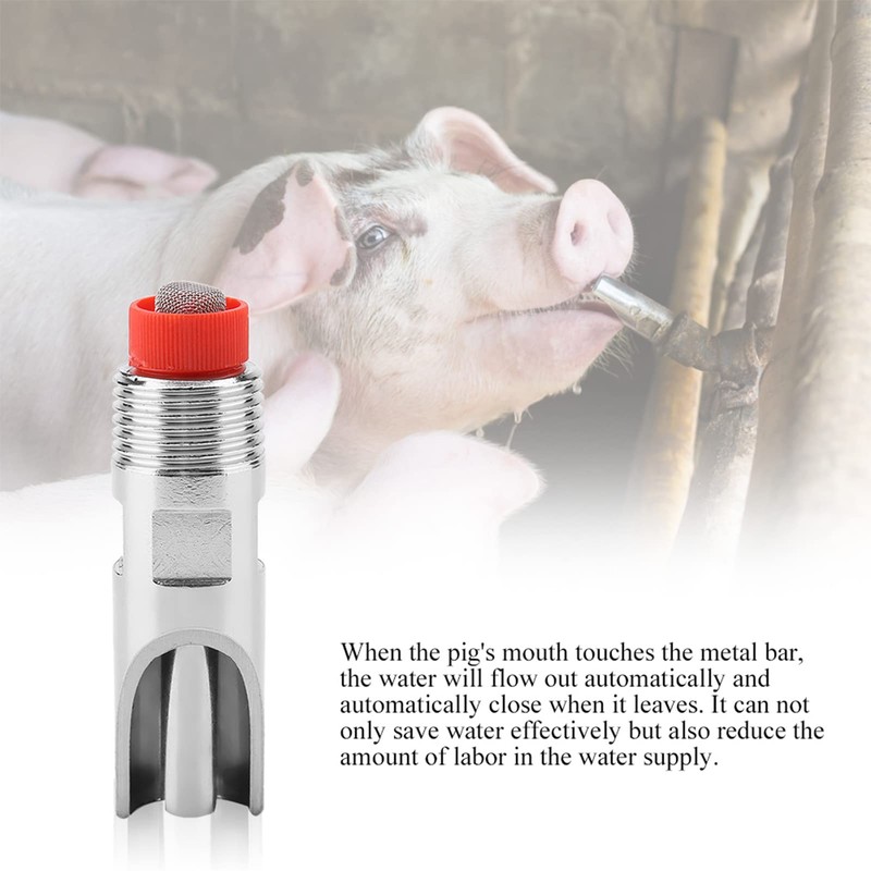 Chazcool 5Pcs Pig Water Nipple, Automatic Pig Nipple Drinker Feeder