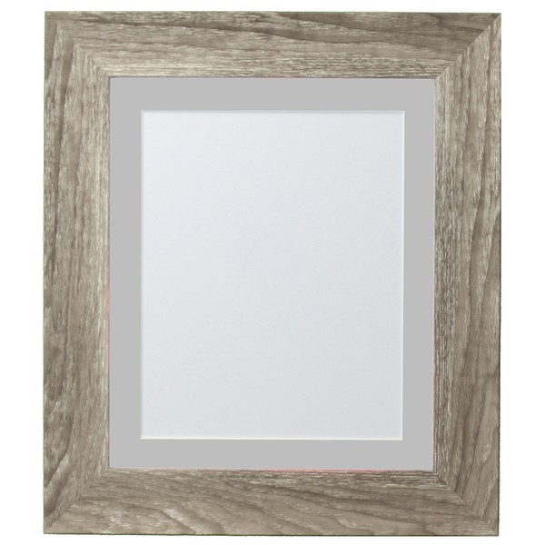 FRAMES BY POST Hygge Picture Photo Frame, Grey Ash with Light Grey Mount, 14 x 8 Image Size 10 x 4 Inches