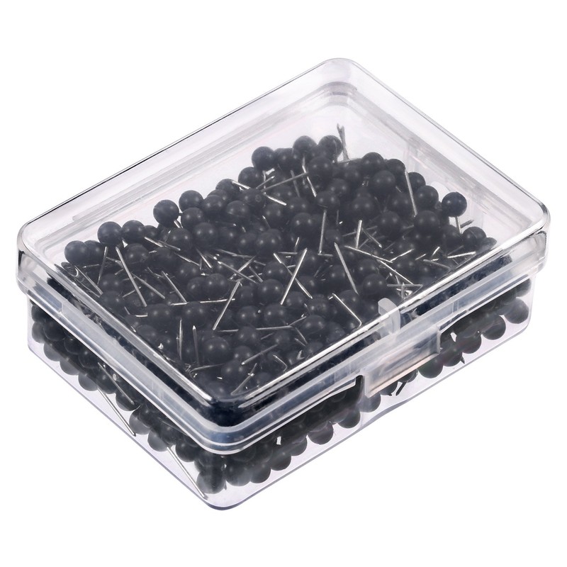 500 Pack Map Push Pins Bulk 1/8 Inch Black Map