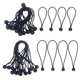Ball Bungee, Tensioning Rubber with Ball, Pack of 30 Tent Rubbers Black, Tarpaulin Tensioner with Ball, Rubber Tensioner for Banners, Tents, Rubber Loops, Expander Loops, Tarpaulin Rubber