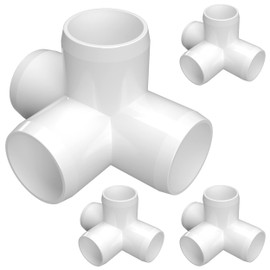 FORMUFIT 1-1/4" 4-Way Tee Furniture Grade PVC Fitting in White, Made in USA, UV-Resistant, Impact-Proof, 1.660" Actual Socket Diameter (4-Pack) - F1144WT-WH-4