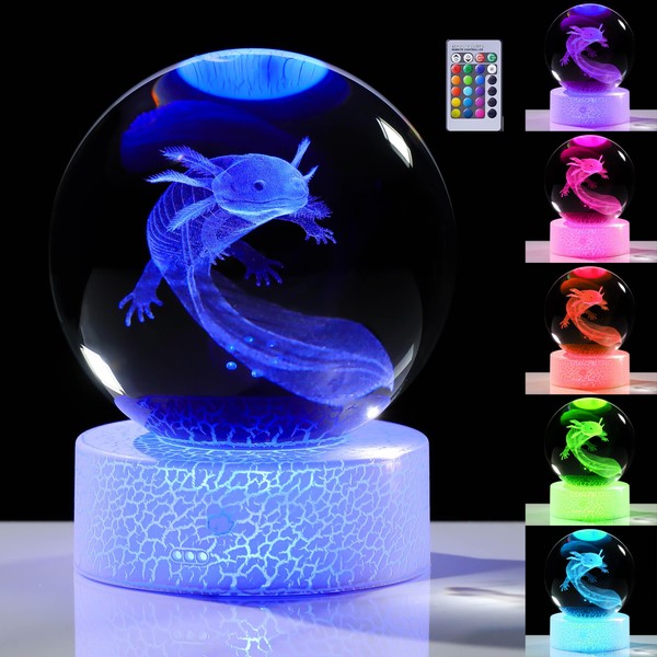 3D Axolotl Gifts for Women Crystals Ball - Axolotl Figurines