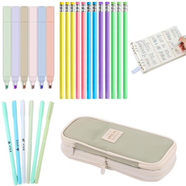 Pencil Case Set - Large Capacity Pencil Bag with 6