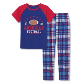 Beezizac Boys Pajamas AMERICAN FOOTBALL 2-Piece Classical Short Sleeve & Pants Cozy PJ Set Kid Sleepwear Size 6