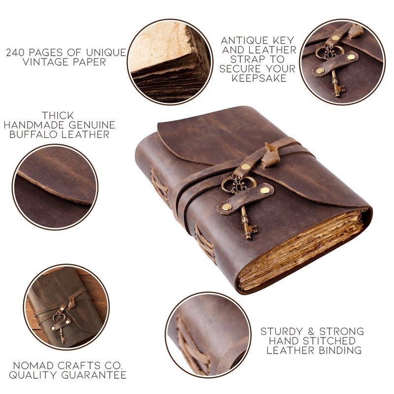 Vintage Leather Journal – Travel Journal Handmade Vintage Deckle Edge