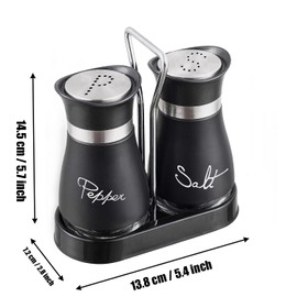 GJIE Pack of 2 Salt and Pepper Pots Salt and Pepper Shaker Salt and Pepper Set Salt Shaker Salt Pot Kitchen Accessories (Black)
