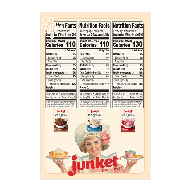 Junket Ice Cream Mix Bundle - 4 Vanilla, 4 Chocolate,
