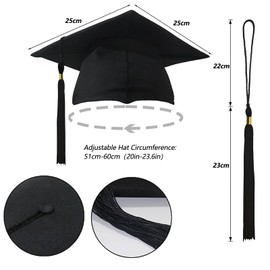 RichDeer Bachelor Hat Graduation Hat Graduation Hat Black Graduation Cap Graduation Master Hat Graduation Gifts for Graduation Parties from Study, University, College, Graduation School, Unisex, black