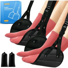 2-Pack Airplane Foot Hammock, Portable Leg Rest with Removable Cushion, Travel Essentials for Women and Men, Ergonomic Support for Car & Home