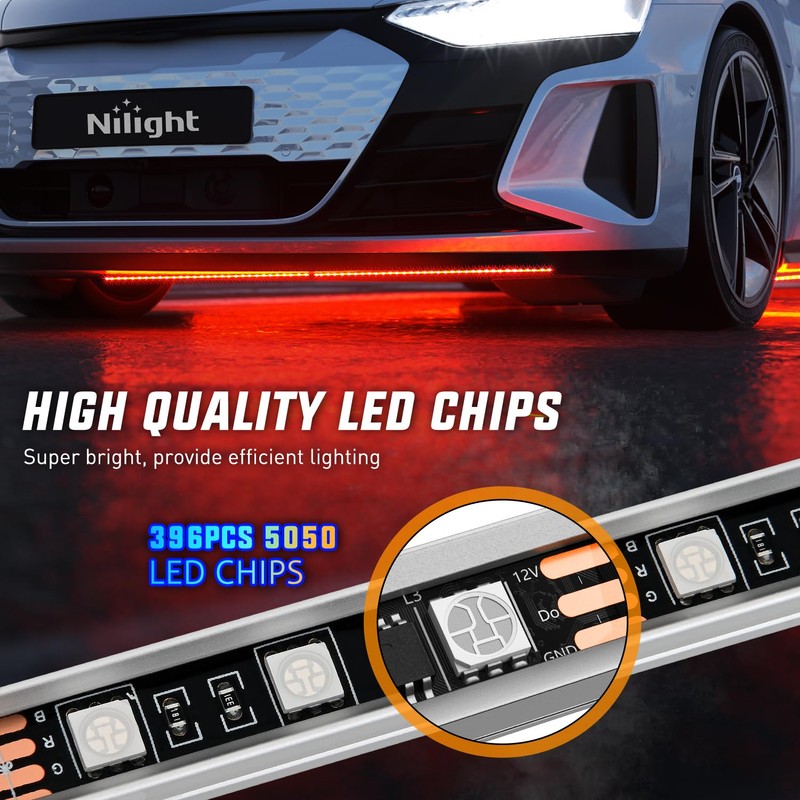 Nilight 4Pcs Aluminum Underglow Neon Accent Strip Lights 396 LEDs