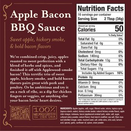 Brownwood Farms BBQ Sauce, Made in Small Batches, Sweet and Tangy, Great on Fries, Meatloaf, Burgers, Glaze, Real Ingredients 20oz (1 Count, Apple Bacon)