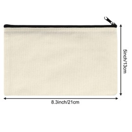 SAHENITEANA DIY Canvas Pencil Case, Canvas Make Up Bag, Off-White Blank Canvas Zipper Bags, Suitable for Storage Pens and Travel Supplies (Off white-20 Pcs)