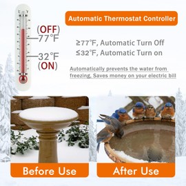 500W Utility De-Icer Submergible Aluminum Alloy Chicken Water Heater, Bird Bath Heater, Stock Tank Heater for Livestock Poultry Birds, Horses, Wildlife Drinking with 10FT Power Cord, Black