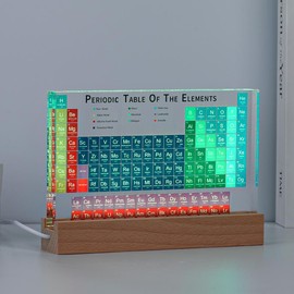 Color Printing Acrylic Periodic Table Chemical Elements Ornaments School Teaching Supplies Decorations Collection Gifts - size: M（Color light base + USB）