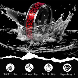 EIELO 16Pcs Stainless Steel Men Fidget Rings for Men Women Stress Anxiety Relief Spinning Rings Cool Black Rings Fashion Chain Band Ring Mens Wedding Engagement Ring Set 9