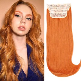 Mscat Clip in Hair Extensions 4pcs Hair Extensions 20 Inch Synthetic Thick Long Stright Layered Hair Extensions Invisible Lace Weft Hair Extensions for Women(350#)