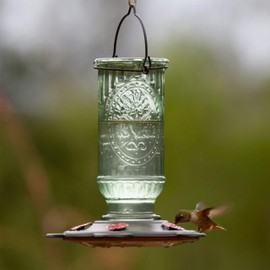 More Birds Vintage Hummingbird Feeder, Antique Glass Hummingbird Feeders for Outdoors, 5 Feeding Stations, 20 Ounces