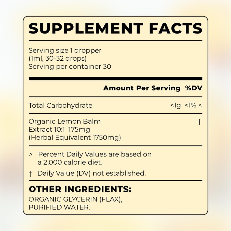 Organic Lemon Balm Drops (10:1) – Alcohol-Free Extract with only