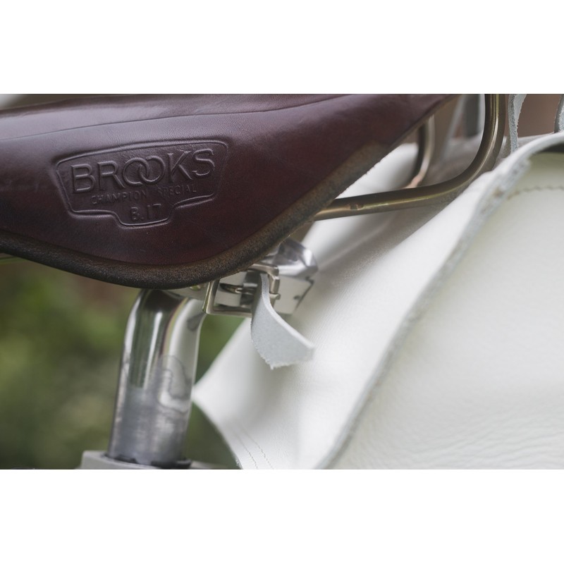 London Craftwork Leather Saddle Bag for Brompton in White