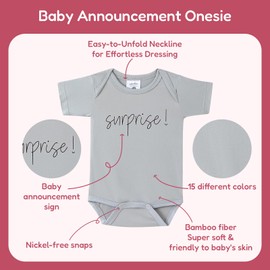 BIBIBLISSBABY Surprise Baby Announcement Onesie, Funny Pregnancy Announcement Outfit for Grandparents, Baby Coming Soon, Storm, 0-3months