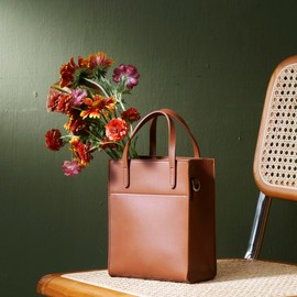 Vegan Leather Mini Tote Bag For Women (Brown)