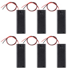 Diitao 6PCS AAA Battery Holders 2 x 1.5V AAA Battery Case Holder with Wire Leads and Back Cover(2 Slots x 1.5V)