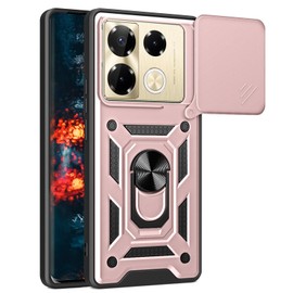 Ysnzaq Case for Infinix Note 40 Pro 5G 6.78" Case with Slide Camera Protection Cover, Military Grade Hard PC Rugged Heavy Duty Shockproof Protection Cover for Infinix Note 40 Pro 5G. SLJ Rose Gold