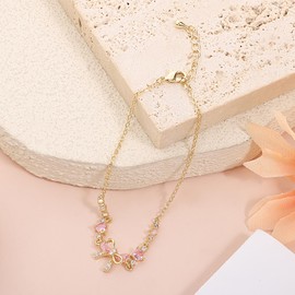 Gold Bow Bracelet, Adjustable Dainty Ribbon Bestie Bracelets, Cute Zircon Bracelet, Friendship Bracelets to My Best Friend Fashion Gifts Jewelry