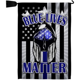 Blue Lives Matter Garden Flag - Set Mailbox Hanger Armed Forces Police Cop Law Enforcement Sheriff Officer Line Support - House Decoration Banner Small Yard Gift Double-Sided Made In USA 13 X 18.5