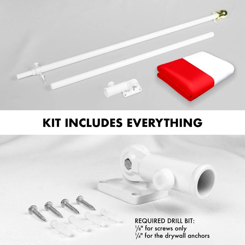 UD_G128 Combo Pack: 6 Feet Tangle Free Spinning Flagpole (White)