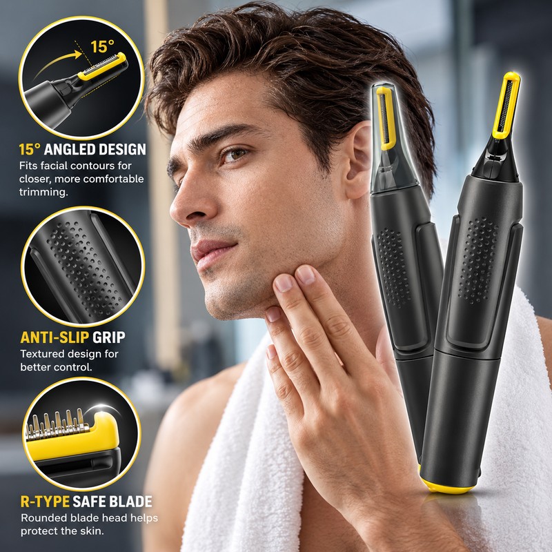 Ultra-Thin Electric Nose & Ear Hair Trimmer for Grooming –