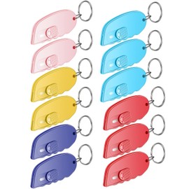 Minatee 12 Pack Mini Box Cutter Portable Mini Keychain Box Cutter with Auto Retractable Blade Pocket Utility Knives Small Letter Opener for Opening Packages(Classical Color)