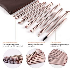 Z'OREYA Juego de brochas de maquillaje de ojos, 12 piezas profesionales para sombra de ojos, cejas, mezcla, abanico, juego de cepillos de pestañas con