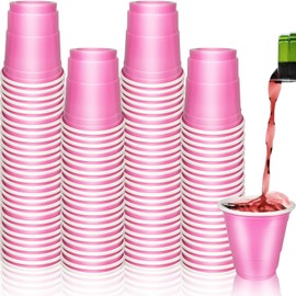 Wenqqy 100 Pcs 2 oz St.Patrick’s Day Plastic Shot Cups Mini Disposable Shot Glasses Small Plastic Shot Glasses Bulk for Birthday, Wedding, Festival Party Decorations Supplies (Pink)