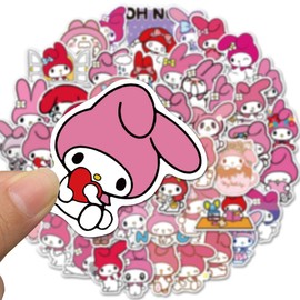 For My Melody Stickers, My Melody, Set of 50, Cute Anime Waterproof Decals, Cute, Stylish, Cartoon, DIY Stickers, Gift Box Packaging
