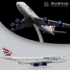 BluWinds 1/400 Birtish 747 Airplane Model Diecast Airplanes Model Aircraft