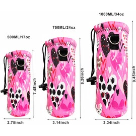 AORTDES Water Bottle Sling Case Bag Carrier Holder - 750ML/24oz Neoprene Water Bottle Sleeve Strap Cooler Cover Pouch for Men Women Travel Camping Walking Hiking Running(Colorful Hearts)
