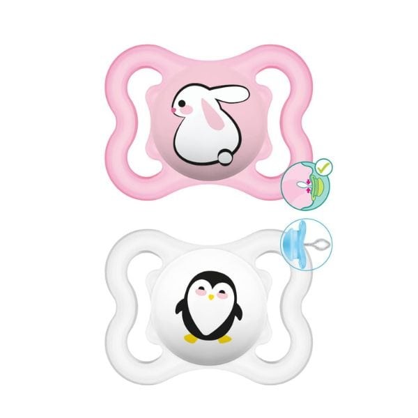 MAM Supreme Silicone Pacifier 2-6 months Pink-Grey 2 pcs