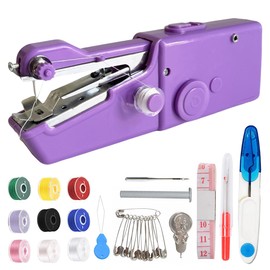 Handheld Mini Sewing Machine for Beginners, Portable Sewing Machine with Sewing Kits for Adults Quick Stitching and Home DIY, Travel (Purple)