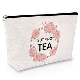 Sfodiary Tea Lover Gifts for Women Makeup Bag Birthday Graduation Christmas Gifts for Tea Drinkers Drinking Present for Woman Funny Cosmetic Bag Friendship Travel Toiletry Pouch