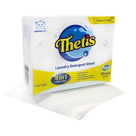 Thetis Laundry Detergent Sheets | 50 sheets (100 Loads) | Dissolves Fast | Eco-friendly, Biodegradable, No Plastic Jug | Home, Travel, College | Fresh Floral Scent