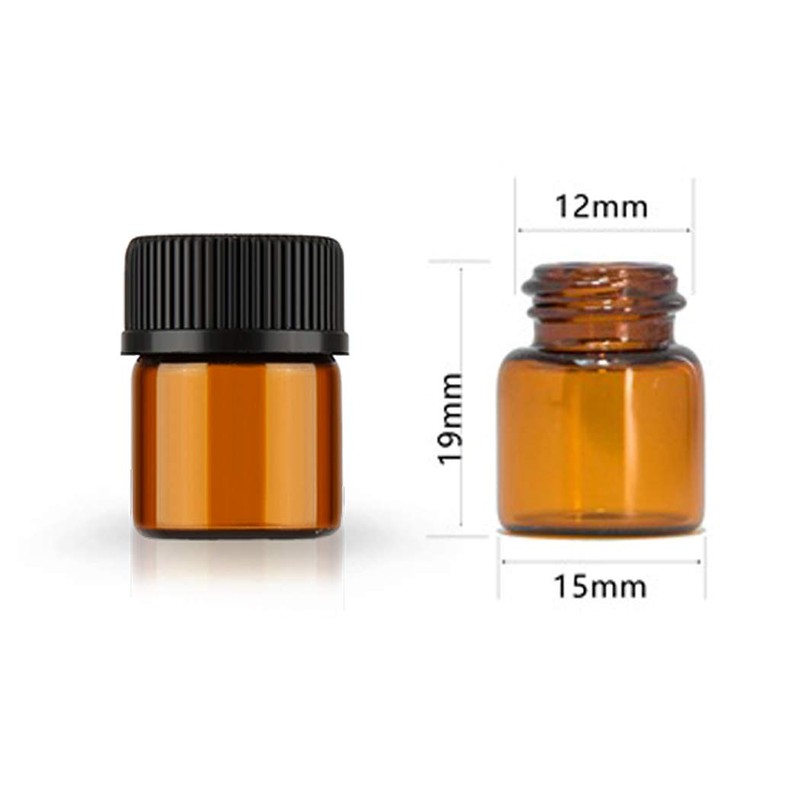 AFMNQZ 50Pack Set 1ML Amber Glass Bottle with Orifice Reducer