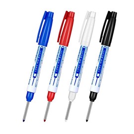 SagaSave 4 Pcs Deep Hole Marker Pen, 30mm Waterproof Long Nose Marker Carpenter Ink Marker Pens for Carpenters Builders Woodworking (4 Colours)