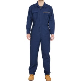 wantdo Mens Work Coveralls Long Sleeve Mechanic Jumpsuit Cotton Twill Suit, Navy, XX-Large