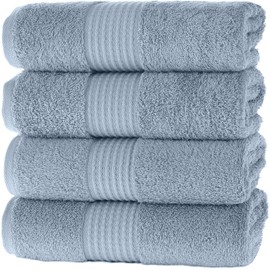 MAURA Basics Hand Towels for Bathroom with Hanging Hook Loops. Soft, Durable, Long Lasting and Absorbent Hand Towel Sets for Bathroom, American Standard Size 16"x28", Blue Gray