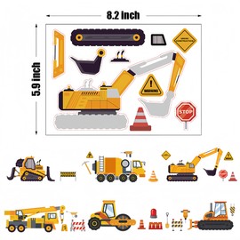 36pcs Make a face Stickers for Kids, Construction Truck Stickers Boys Kids Party Favors Construction Birthday Goodie Bag Stuffers