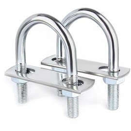 2 Sets M6 U-Bolt, 1" Wide U Bolt with Washers and Nuts, Heavy Duty Galvanized Carbon Steel Round U Bolts for Trailers, Boats, Replacement Parts and Accessories for Ski Boat, Fishing Boat