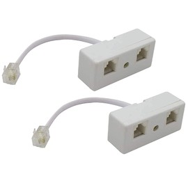 Zguziji 2 Pack Two Way Telephone Splitters, Male to 2 Female Converter Cable RJ11 6P4C Telephone Wall Adaptor and Separator for Landline
