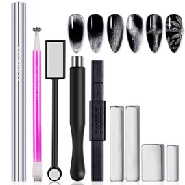HYWWPFLAY 9Pcs Cat Eye Nail Magnet Tools Cat Eye Nail Polish Magnet Stick 3d Cat Eye Gel Nail Polish Magnetic Wood Multifunctional Strong Magnet for Nails Salon or DIY Nail Art Accessories