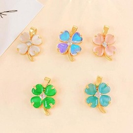 Kind Tan Lucky Four-Leaf Clover Necklace Pendant 5-Piece Pack Jewelry Pendant Lucky Necklace Four-Leaf Clover Pendant / 친절한탄씨 행운 네잎클로버 목걸이 팬던트 5개입 쥬얼리 펜던트 행운목걸이 네잎클로버팬던트